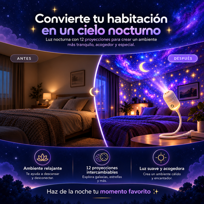 Luz Nocturna Proyectora de Estrellas y Galaxias